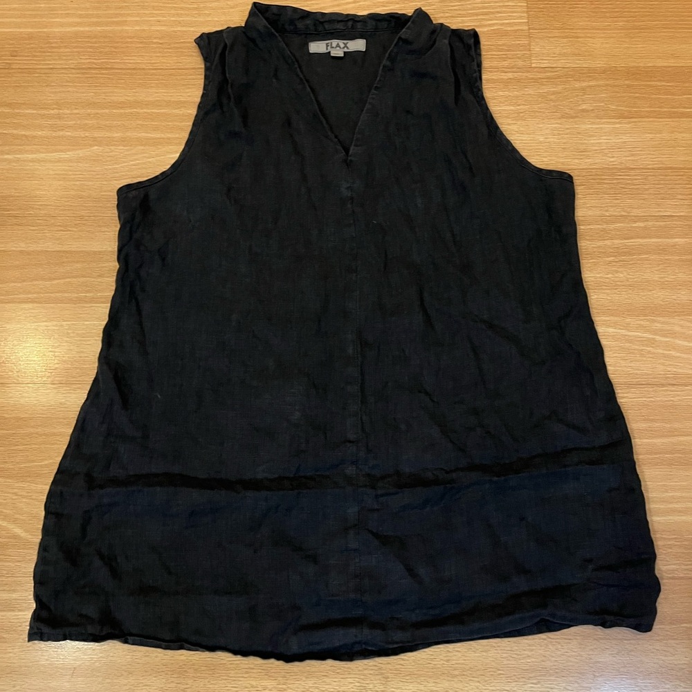 Flax Women's Elegant Black V-Neck Blouse